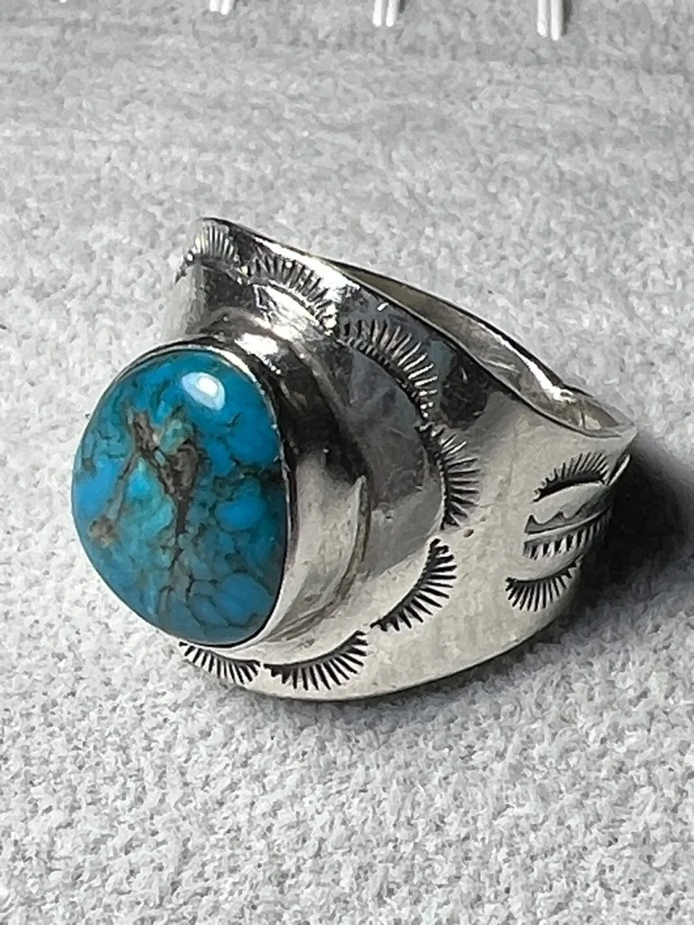 Native American Sterling Silver Ring 14 Turquoise Stone Western Southwestern